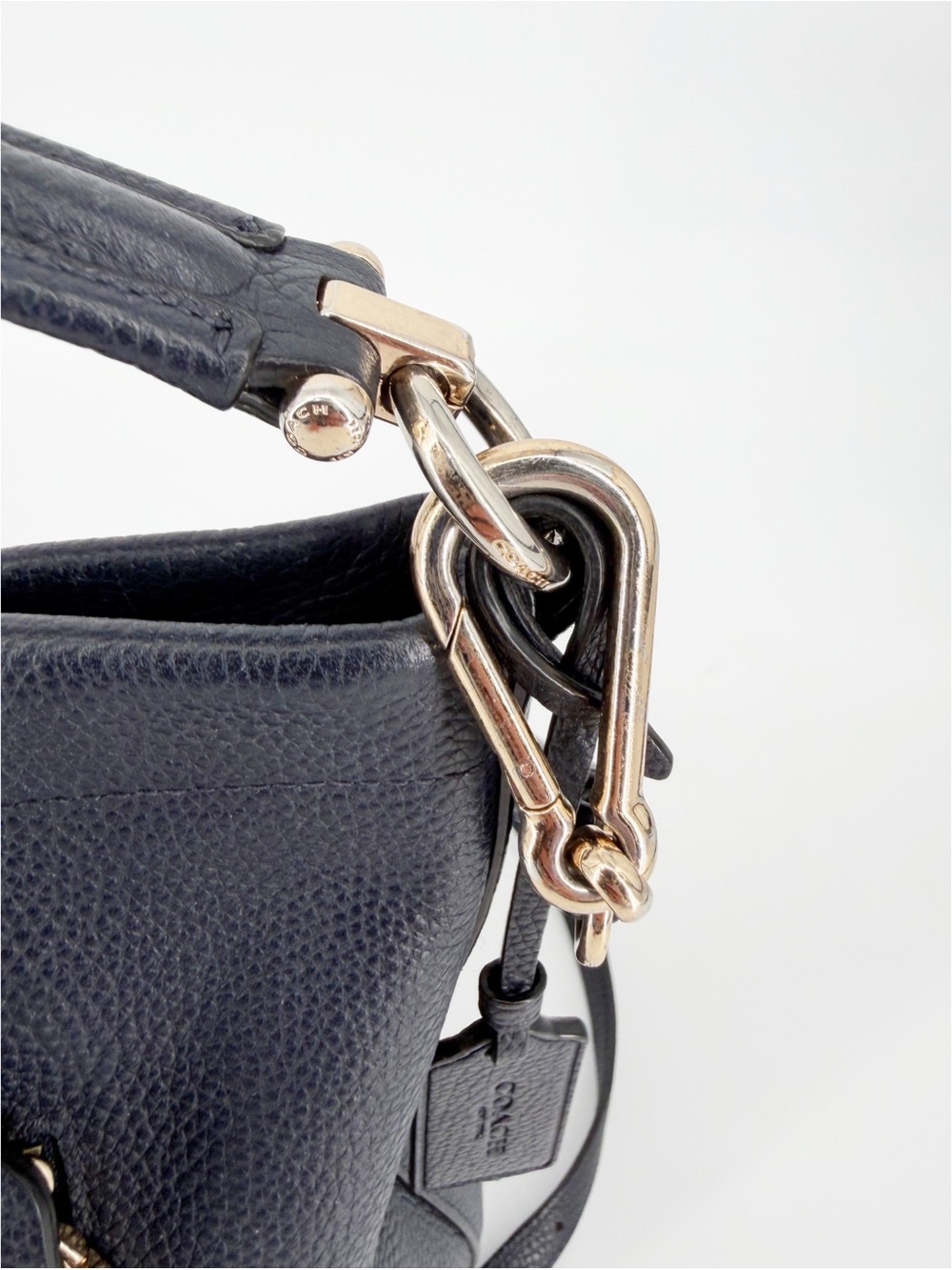 Coach Navy Blue Scout Hobo Bag Pebbled Leather - Picture 6 of 10